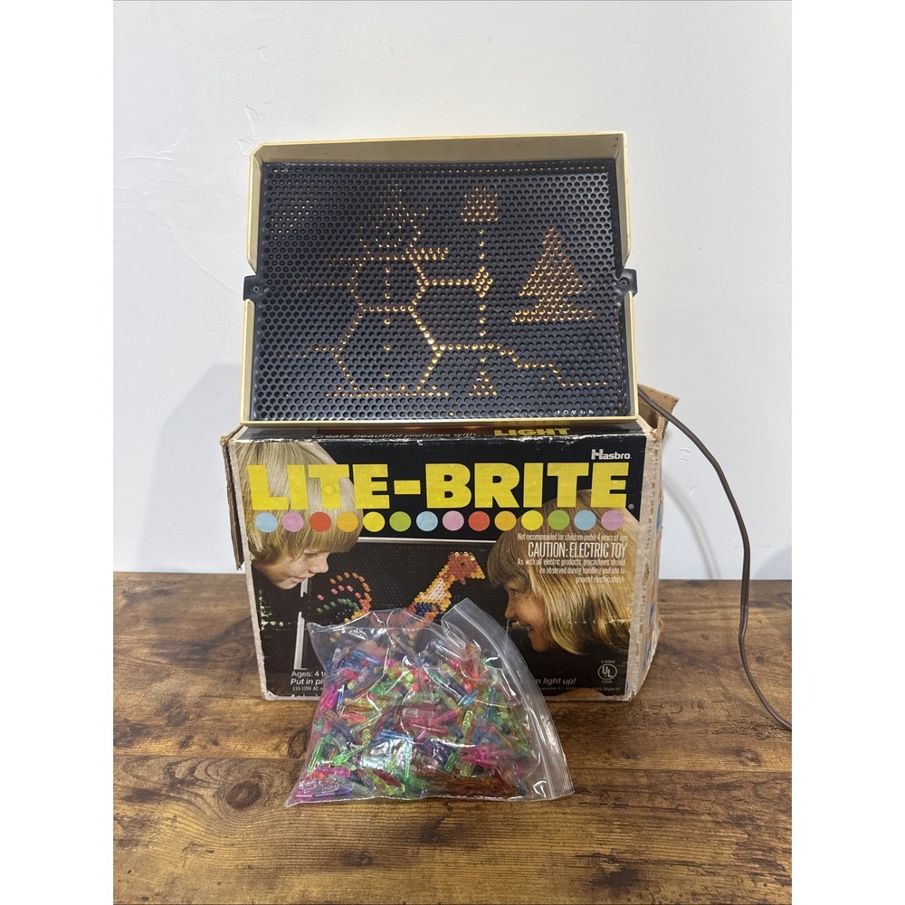 Vintage 1973 Hasbro Lite Brite w/ Original Box, Base, & Pegs